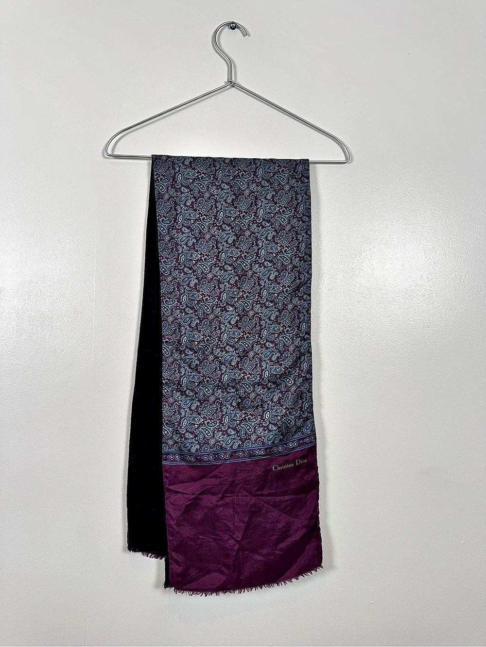 Christian Dior Reversible Paisley Silk and Wool Scarf